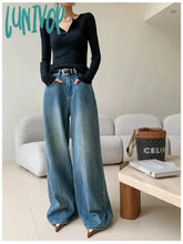 Lunivop Women’s Retro High Waisted Loose Micro Flared Pants Casual Jeans Vintage American Street